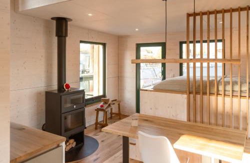 Moorfleet Boat Rental | Uriges Tiny Hausboot mit Kamin im Winter auf der Dove Elbe