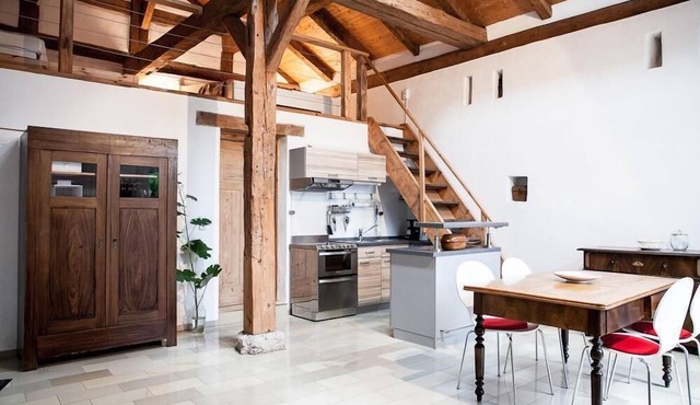 One-room flat with gallery for four people